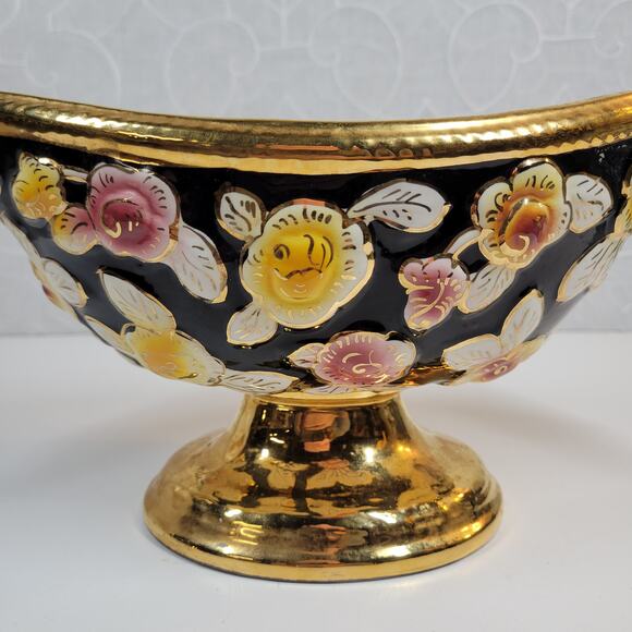 Vintage S A Leart Co‎ Elpa Alcobça Porcelain Serving Bowl 1930s Floral 24k Gold - Picture 13 of 14